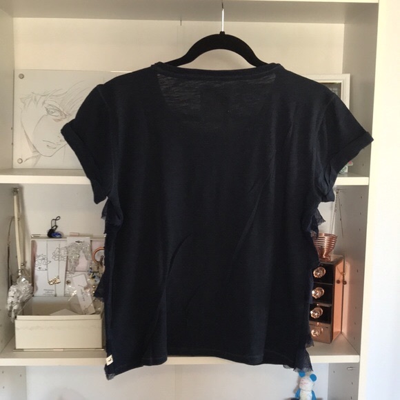 HOLLISTER Navy Blue Textured Ruffle Layer Soft Top - Picture 5 of 9